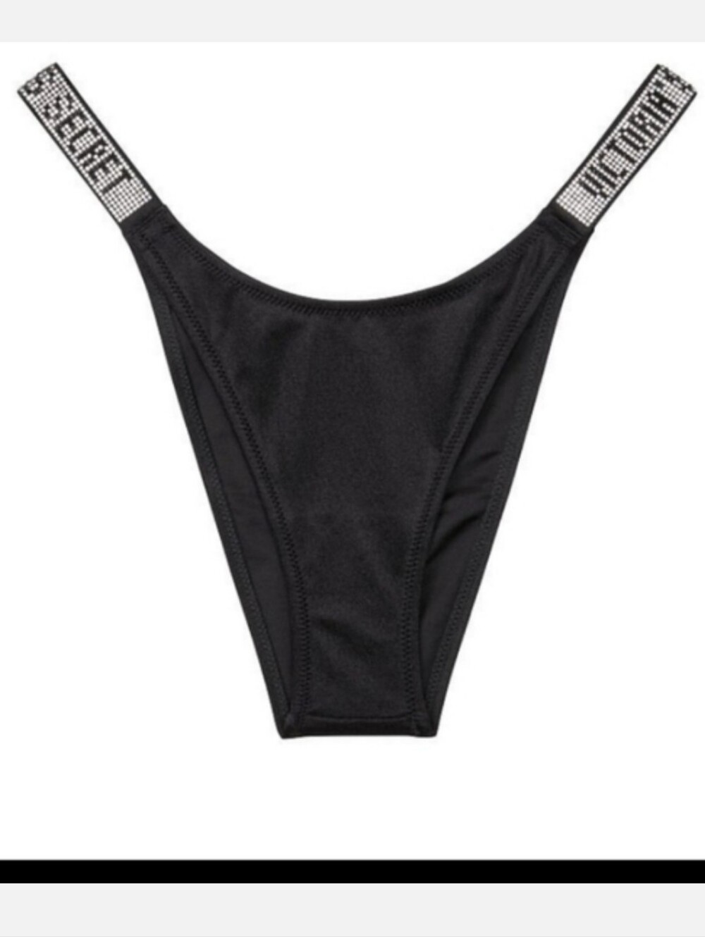 Victoria's secret very sexy shine strap Brazilian swim bikini bottom BLACK XS